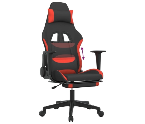 Silla gaming con reposapiés tela negro y rojo