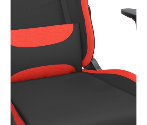 Silla gaming con reposapiés tela negro y rojo