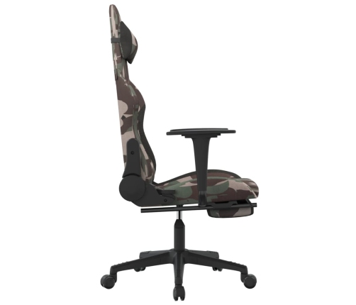 Silla gaming con reposapiés tela negro y camuflaje