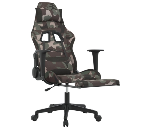 Silla gaming con reposapiés tela negro y camuflaje