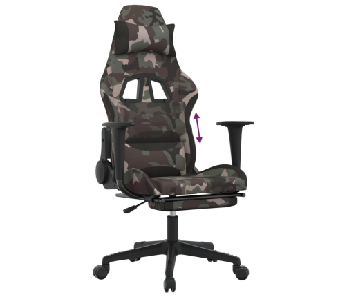 Silla gaming con reposapiés tela negro y camuflaje