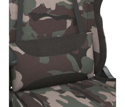 Silla gaming con reposapiés tela negro y camuflaje