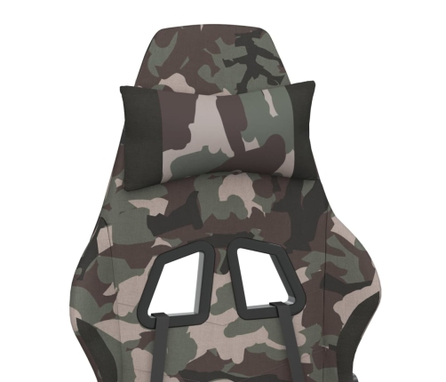 Silla gaming con reposapiés tela negro y camuflaje