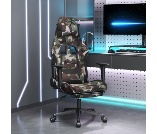 Silla gaming con reposapiés tela negro y camuflaje