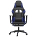 Silla gaming con reposapiés cuero sintético negro azul