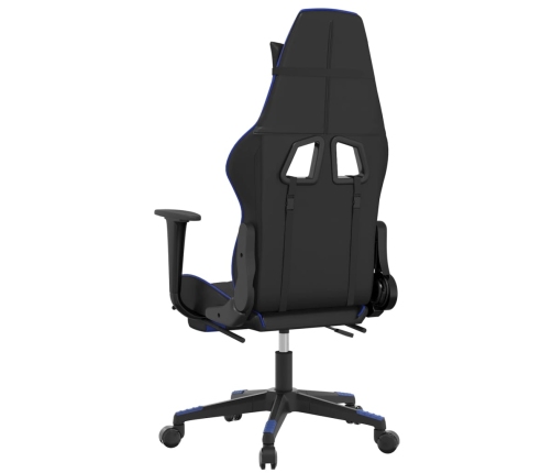 Silla gaming con reposapiés cuero sintético negro azul