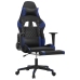 Silla gaming con reposapiés cuero sintético negro azul