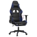 Silla gaming con reposapiés cuero sintético negro azul