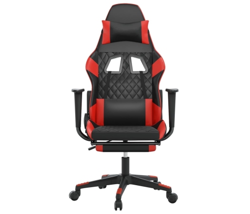 Silla gaming con reposapiés cuero sintético negro rojo