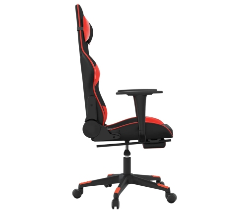 Silla gaming con reposapiés cuero sintético negro rojo