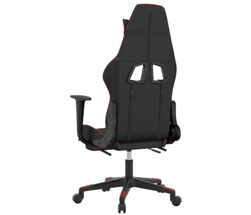 Silla gaming con reposapiés cuero sintético negro rojo