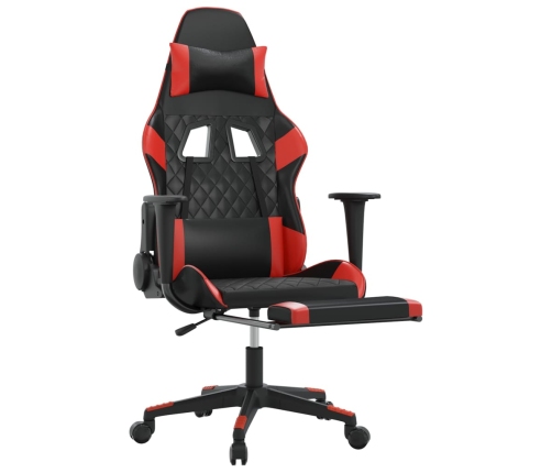 Silla gaming con reposapiés cuero sintético negro rojo