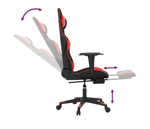 Silla gaming con reposapiés cuero sintético negro rojo