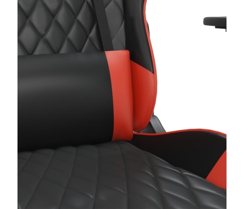 Silla gaming con reposapiés cuero sintético negro rojo