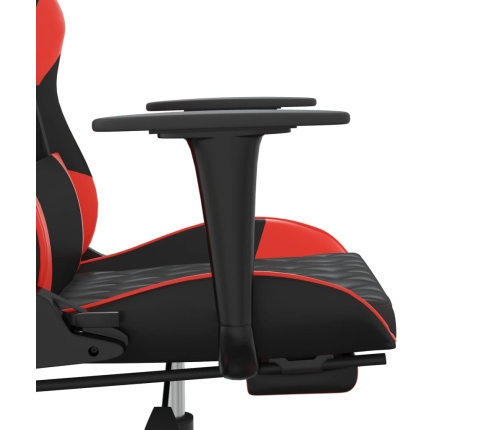 Silla gaming con reposapiés cuero sintético negro rojo