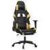 Silla gaming con reposapiés cuero sintético negro dorado