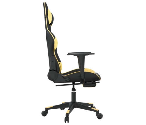 Silla gaming con reposapiés cuero sintético negro dorado