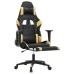 Silla gaming con reposapiés cuero sintético negro dorado