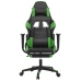 Silla gaming con reposapiés cuero sintético negro verde