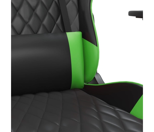 Silla gaming con reposapiés cuero sintético negro verde