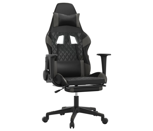 Silla gaming con reposapiés cuero sintético negro gris