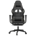 Silla gaming con reposapiés cuero sintético negro gris