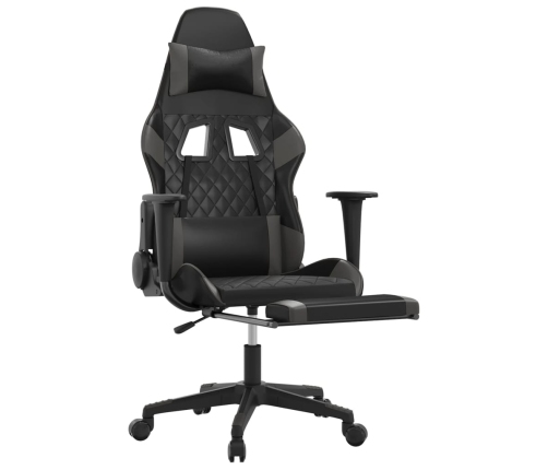 Silla gaming con reposapiés cuero sintético negro gris