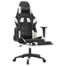 Silla gaming con reposapiés cuero sintético negro blanco