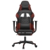 Silla gaming con reposapiés cuero sintético negro rojo tinto