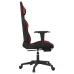 Silla gaming con reposapiés cuero sintético negro rojo tinto