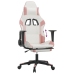 Silla gaming con reposapiés cuero sintético blanco y rosa