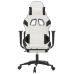 Silla gaming con reposapiés cuero sintético blanco negro