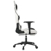 Silla gaming con reposapiés cuero sintético blanco negro