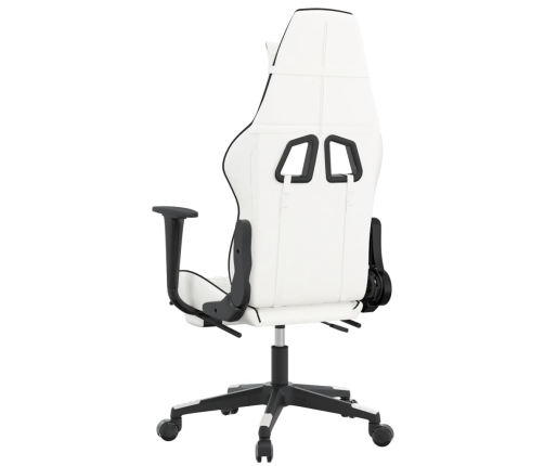 Silla gaming con reposapiés cuero sintético blanco negro