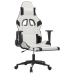 Silla gaming con reposapiés cuero sintético blanco negro