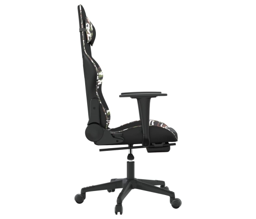 Silla gaming con reposapiés cuero sintético negro camuflaje