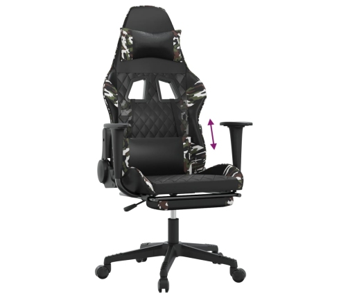 Silla gaming con reposapiés cuero sintético negro camuflaje