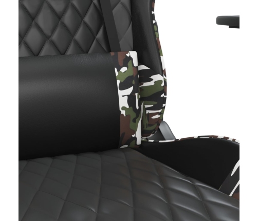 Silla gaming con reposapiés cuero sintético negro camuflaje