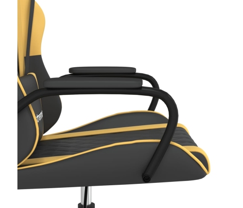 Silla gaming cuero sintético negro y dorado