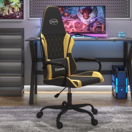 Silla gaming cuero sintético negro y dorado