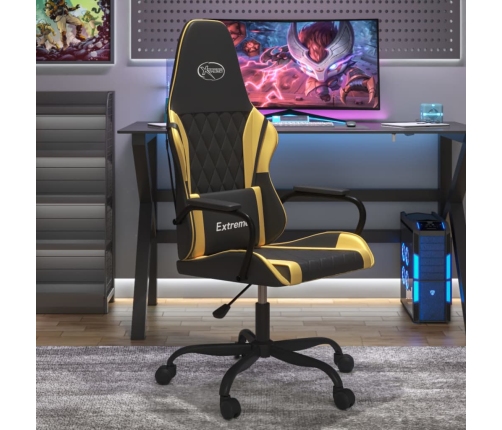 Silla gaming cuero sintético negro y dorado