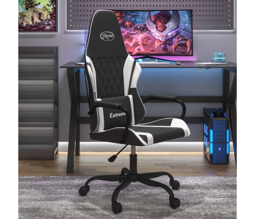 Silla gaming cuero sintético negro y blanco