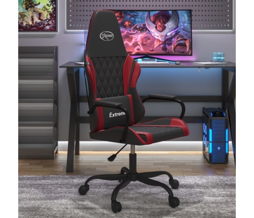 Silla gaming cuero sintético negro y rojo vino tinto