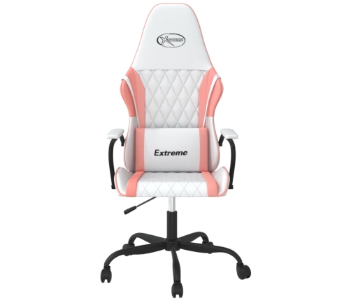 Silla gaming cuero sintético blanco y rosa