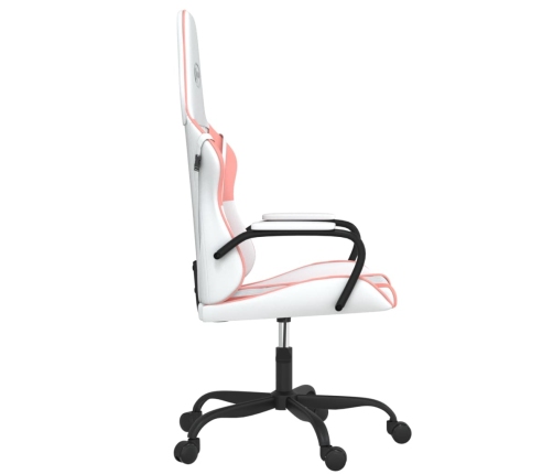 Silla gaming cuero sintético blanco y rosa