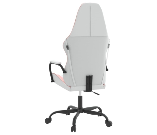 Silla gaming cuero sintético blanco y rosa