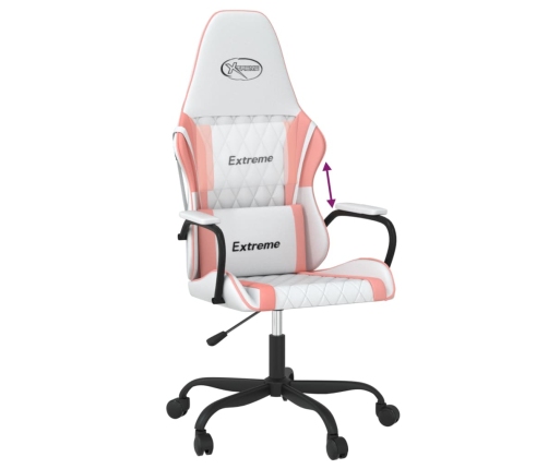 Silla gaming cuero sintético blanco y rosa