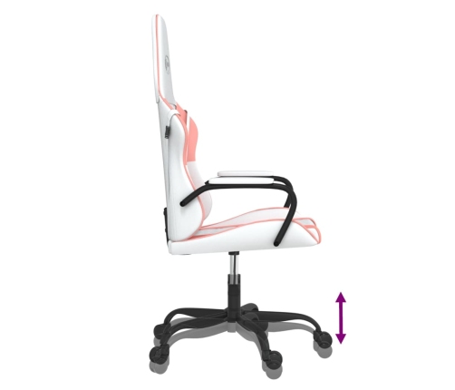 Silla gaming cuero sintético blanco y rosa