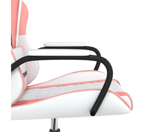 Silla gaming cuero sintético blanco y rosa