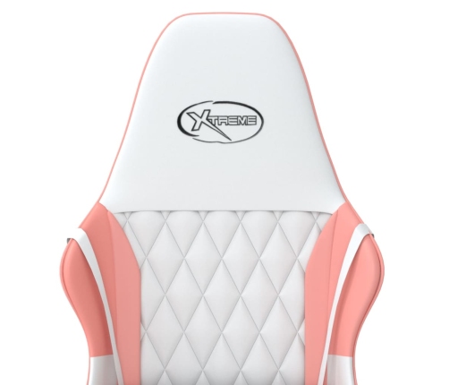 Silla gaming cuero sintético blanco y rosa